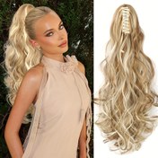 Resim Şık Kıvırcık Dalgalı At Kuyruğu Ek Parçası 45.72 cm, Mtmei Hair'in Kadın Sentetik Dalgalı Klipsli At Kuyruğu Saç Parçası, Tüm Kullanıcılar İçin Çok Yönlü, Doğal Katmanlı Görünüm, Güçlü Tutma Saç Aksesuarı 