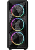 Resim Vento VG10F 500W RGB Temperli Cam Mid Tower ATX Bilgisayar Kasası Siyah 