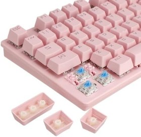 Resim coverzone Leaven K550 Kablolu Pembe Klavye Led RGB 87 Tuşlu Gökkuşağı Renler Mekanik Oyuncu Işıklı Klavye Ergonomik Tasarım Rahat 150cm Kablo Uzunluğu Bilgisayar PC için Mavi Switch 