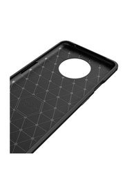 Resim Microcase Oneplus 7t Brushed Carbon Fiber Silikon Kılıf - Siyah 