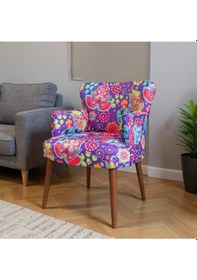 Resim Roma Modern Tekli Koltuk Berjer - Dijital Baskılı Kumaş - Ahşap Ayak - Filli Desen Filli 