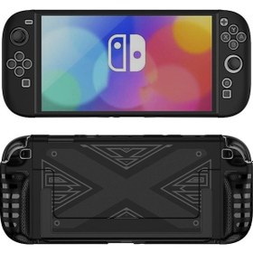 Resim Qyouth X-desenli Tutuculu Switch Siyah Nintendo Koruyucu Kılıf İçin Çıkarılabilir 2 Xm 