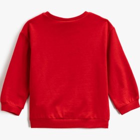 Resim Kız Bebek Sweatshirt Yılbaşı Temalı Aplike Detaylı Pamuklu 