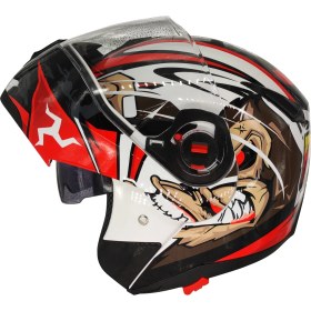 Resim Free-M 961 Monkey Güneş Vizörlü Çeneden Açılır Kask Siyah - Beyaz - Kırmızı 