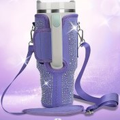 Resim 40 Oz (yaklaşık 1134.0 G) için Parlak Elmas Su Şişesi Taşıma Çantası, Ayarlanabilir Omuz Askılı Neopren Su Şişesi Çantası, Seyahat İçin Kup Aksesuarlarına Uygun 