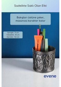 Resim Kalemlik Masa Kalemliği Organizer Kalemlik Gümüş Eskitme Renk Model 76 Çok Renkli 