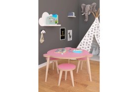Resim Remaks Yuvarlak Yaz Sil Yüzey Çocuk Masa Sandalye Takımı 1 Aktivite Oyun Masası 2 Sandalye - Pembe 