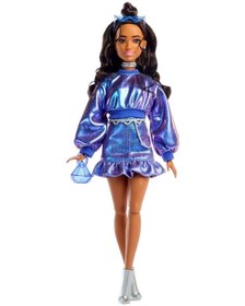 Resim Barbie Deluxe Style Stil İkonu Bebek Metalik Mavi Üst Ve Etekli Jfp42 