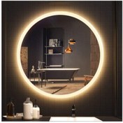 Resim GLOBAL LED MIRROR 90 Cm Kumlamalı Yuvarlak Ledli Ayna Banyo Aynası Dekoratif Ayna Boy Ayna Salon Duvar Ayna 