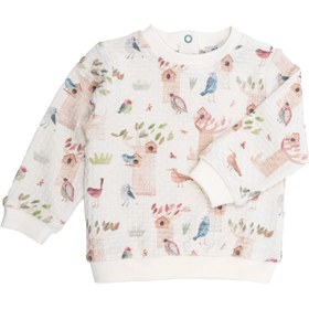 Resim Organik Pamuk Kuş Desenli Bebek Sweatshirt - Özel Sepet Örgü Kumaş - 2 Yaş 