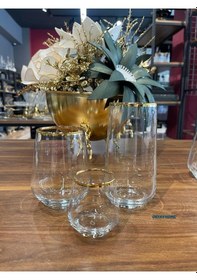 Resim Paşabahçe Allegra 18 Parça Gerçek Yaldızlı Bardak Su Takımı , Çeyizlik , Hediyelik , Su Seti Beyaz 