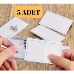 Resim ega collection 5li Şeffaf İsimlik Yaka Kartı Mandal ve Çengel İğneli 