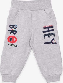 Resim Breeze Erkek Bebek Eşofman Altı Baskılı Cepli Gri Melanj (9 Ay-3 Yaş) 