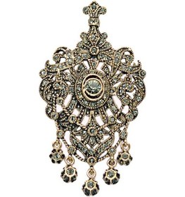 Resim Armoni Madalyon Swarovski Taşlı Elmas Montür Yaka İğnesi Broş 