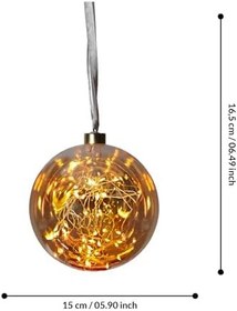 Resim EGLO İç mekan için LED Noel küresi, asmak için ışıklı cam küre, ışıklı küre amber askı, sıcak beyaz, elektrikle çalışma, çap 15 cm, 410591, bakır 