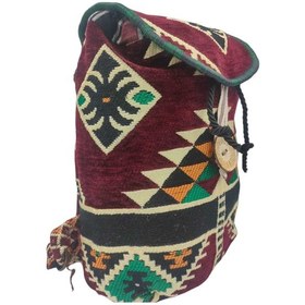 Resim Anatolian Carpet Hand Made Design Sırt Çantası -heybe Çanta - Düğmeli Bordo 