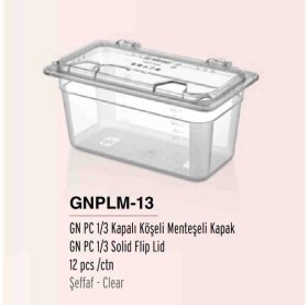 Resim Gastroplast Gnplm-13 Kapalı Köşeli Polikarbon Kapak ve 1/3-150 Şeffaf Polikarbon Küvet 