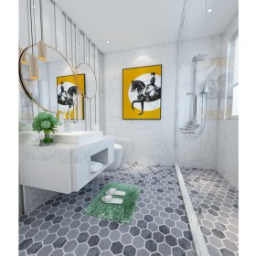 Resim Tuqco 2’’ Hexagon Muğla Beyazı - Gümüş Eskitme Mermer Mozaik 