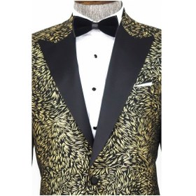 Resim Wessi Tüy Desenli Slim Fit Erkek Smokin Ceket - Siyah 