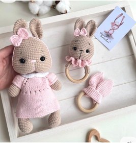Resim Amigurumi Sevimli Tavşan 3 Lü Set Pembe 