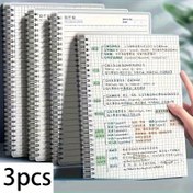 Resim 3'lü A5 Spiralli Defter Seti - Üst Üste Yerleştirilebilir, Kalın Yırtılma Dirençli Sayfalar, Minimalist Akademik Tasarım ve Izgara Çizgili - Matematik, Mühendislik, Ofis, Günlük Yazımı İçin Düz Açılır, Sağlam Ciltleme, Dayanıklı Kağıt Not Defteri, Hediye Seçeneği, Matematik Soru Çözme, Şık Defter, Yırtılma Direnci, Üniversite Öğrencileri için 