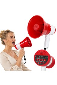 Resim Rabelix Online Marketing 50 Watt Şarjlı Megafon Bluetooth USB TF Kart Destekli Ses Kayıtlı El Megafonu 