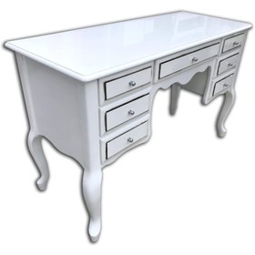 Resim Evim-E Aksesuar 7 Çekmeceli Lükens Ayaklı Makyaj Masası Lake Beyaz Sisli 