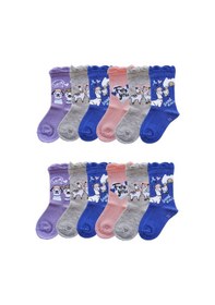 Resim Ekinoks Socks 12li Kız Çocuk Çorap Uzun Soket Pamuklu Dikişsiz Renkli Yumuşak Karışık 