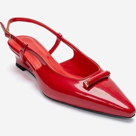 Resim Luvishoes Rhea Kırmızı Rugan Tokalı Mini Dolgu Kadın Topuklu Ayakkabı 