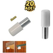 Resim Plastik Başlı Metal Raf Pimi 5 Mm Paslanmaz 20 Li Beyaz 