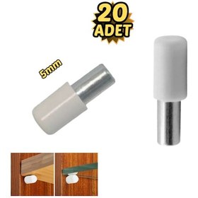 Resim Plastik Başlı Metal Raf Pimi 5 Mm Paslanmaz 20 Li Beyaz 