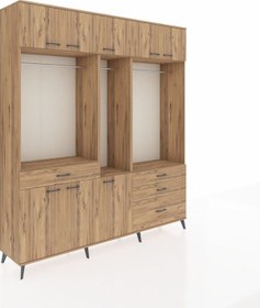 Resim Hyperion Dolap 8 Raflı 4 Çekmeceli 3 Askılı 220x44x243 Çam-çam/çam Atlas Çam/atlas Çam 