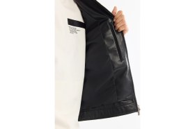Resim AVVA Erkek Siyah Klasik Yaka Cepli Deri Görünümlü Comfort Fit Mont A42Y6024 