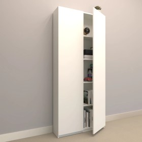 Resim Rafkestir Asya Suntalam Kitaplık ( 80 x 180 cm ) - Kapaklı Beyaz ( Parlak ) 