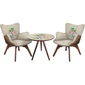 Resim ReHome Artemis Fiskos Tekli Koltuk Seti - Krem 