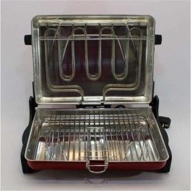 Resim Kırmızı Elektrikli Çiftli Izgara 1200W Üstten Pişirme Büyük Boy 
