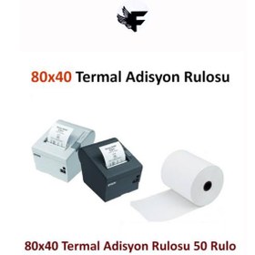Resim Genel Markalar tam metraj Termal Yazarkasa Pos Rulosu 80 Mm X 40 Mt Adisyon, Bilgi Fişi 10 lu 10 paket 100 adet 