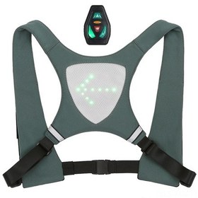 Resim Konesam Gri Nylon-polyester Led Işık Ve Yansıtan Şeritli Bisiklet Yeleği, 2.4ghz Kumanda İle Gece Güvenliği, Ipx-5 Su Geçirmez Çok Renkli 