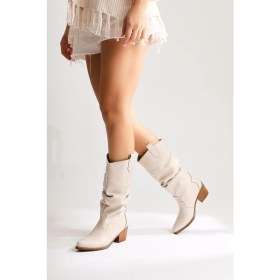 Resim Lise-Britt Bej Körüklü Nakışlı Western Bot 