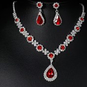 Resim Çok Satan Sınır Ötesi Hafif Lüks Taşlı Yapay Kristal Damla Kolye ve Küpe Takı Seti 