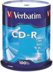 Resim Verbatim CD-R Discs, 700 MB/80 dk, 52 x, Spindle, Gümüş, 100/Paket, 94554 