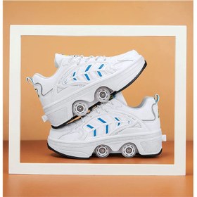 Resim Yeni Roller Paten Ayakkabıları – Öğrenciler İçin Dış Mekan Çok Fonksiyonlu Spor Ayakkabıları | Tekerlekli Spor Ayakkabı - Beyaz / 37 