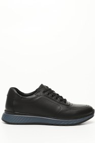 Resim SİYAH Gön Hakiki Deri Bağcıklı Jel Tabanlıklı Erkek Günlük Sneaker 01251 