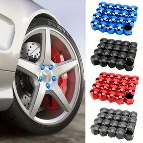 Resim 20 adet/takım [çok renkli seçenekleri mevcut] Araba göbek dekoratif somun koruyucu kapak 1.9cm/1.7cm/2.1cm üç boyutlu takım | toz geçirmez, paslanmaz ve hırsızlık önleyici üçü bir arada tasarım | SUV/araba/kamyonet için uygun 