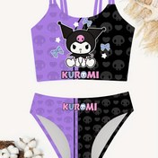 Resim Sanrio Kuromi Kızlar Tek Parça Mayo. Yırtmaçlı Yüzme Kıyafeti, Plaj Tatili, Kızlar için Yüzme ve Su Sporları İçin Mayo 