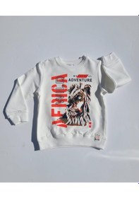 Resim Nk Kids Erkek Çocuk Pamuklu Aslan Baskılı Sweatshirt-11226-krem Krem 