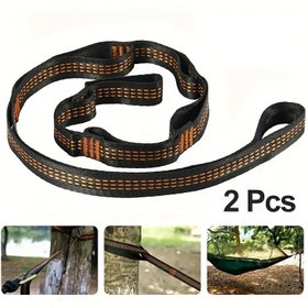 Resim Özel Güçlendirilmiş Polyester Hamak Kayışları, 5 Halka, Yüksek Yük, Siyah Dikenli, Açık Hava Kampı için, 2 adet 