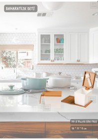 Resim 2 Li Bambu Renk Baharatlık Seti Plastik Kaşıklı Baharatlık Bpa Free Ahşap 