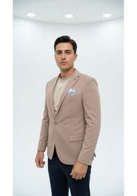 Resim Plus Scorpion Erkek Slim Fit Tek Düğmeli Blazer Ceket Vizon Renk, Şık Ve Modern Kesim Vizon 