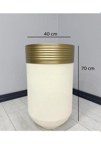 Resim Elegant Dekoratif Eskitme Darbuka Krem Saksı 70cm 
